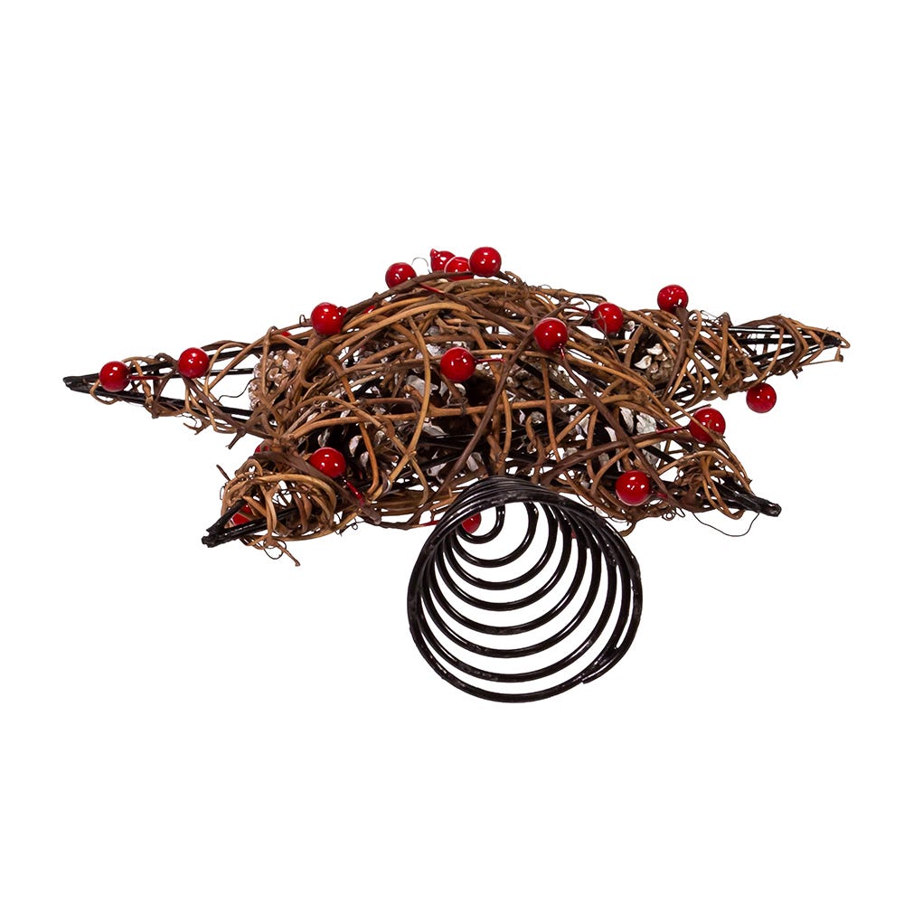 Kurt Adler 12-Inch Natural Brown Star Treetop with Berries